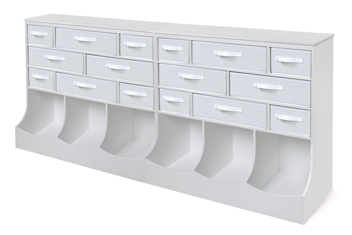 White Storage Station with Eight Baskets and Three Bins O307