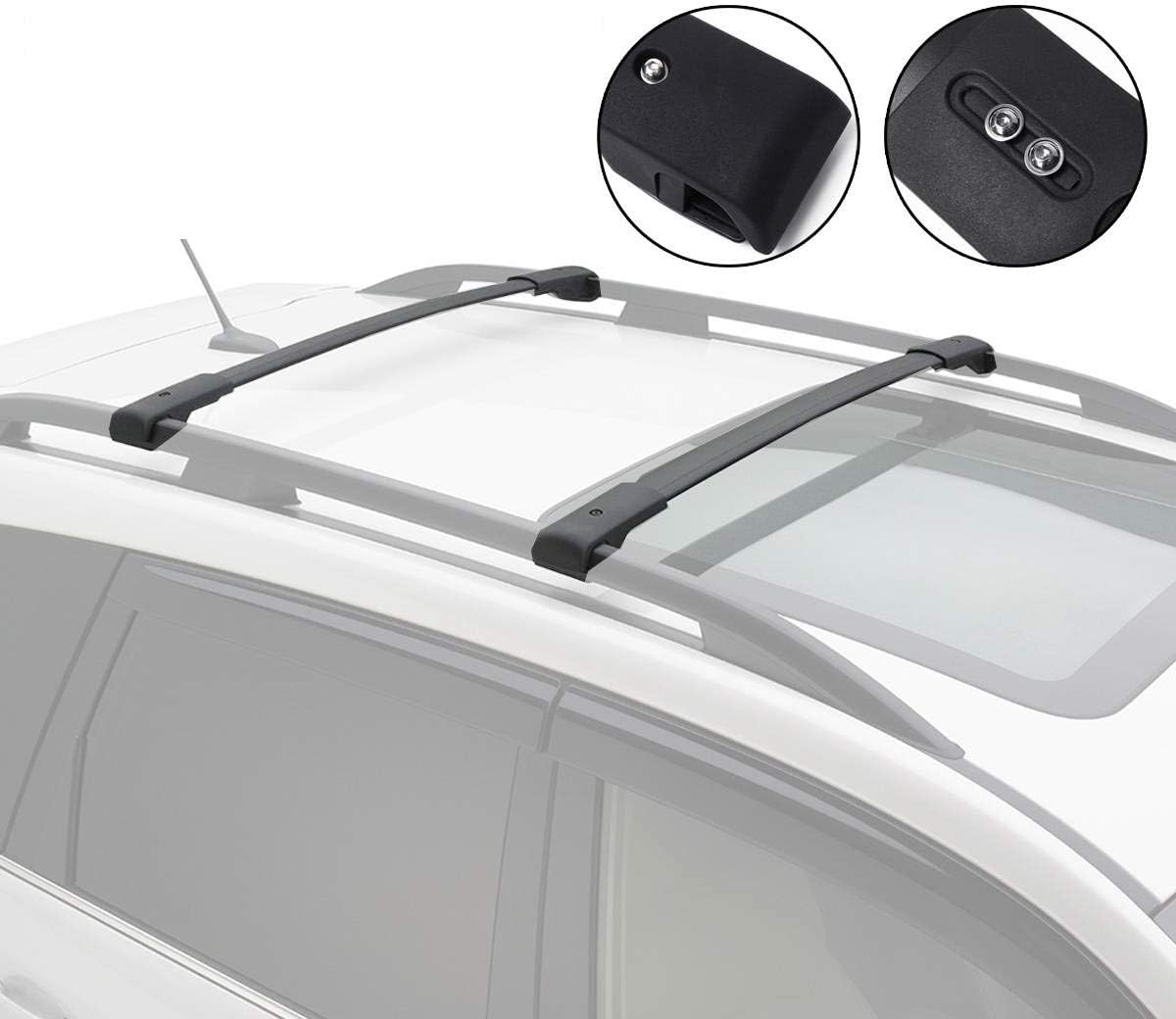 Black Pack of 2 Roof Rack Side Rails Cross Bars D31719