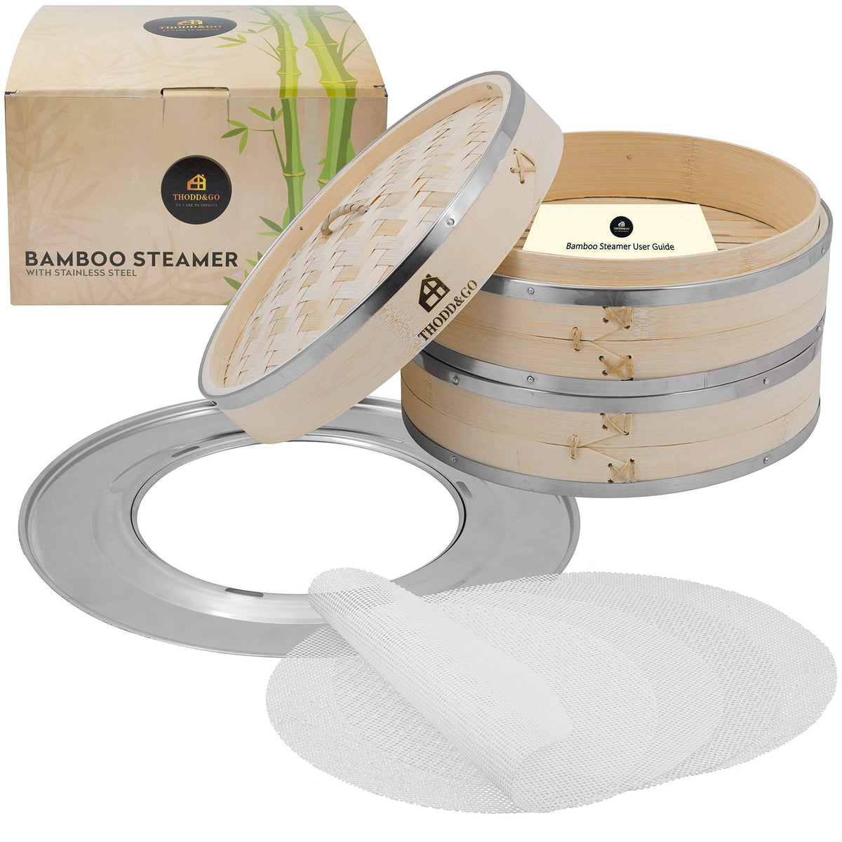 Bamboo Steamer Basket 10 inch 2 Tier S79225