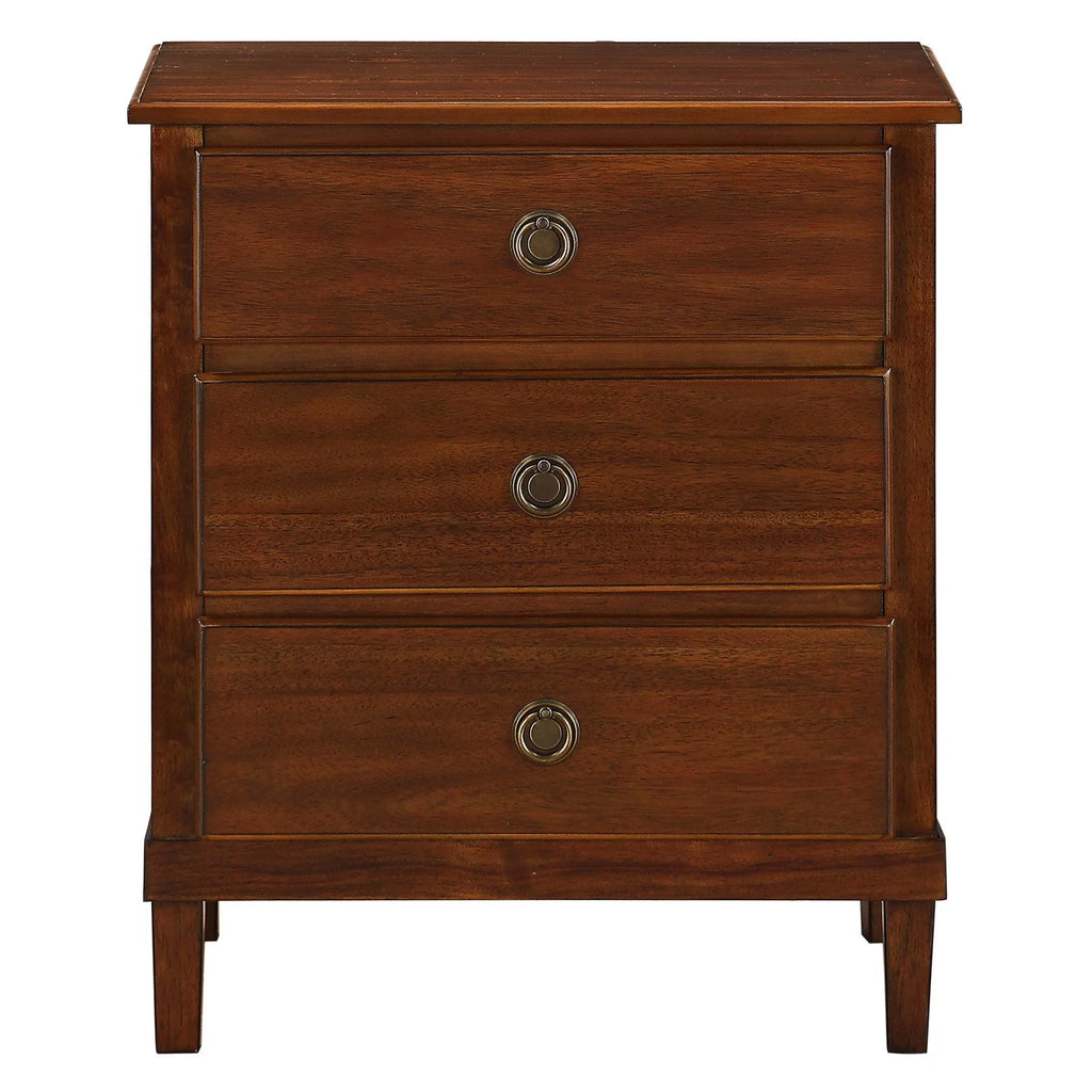 Brown 3-Drawer Wood Nightstand M1342