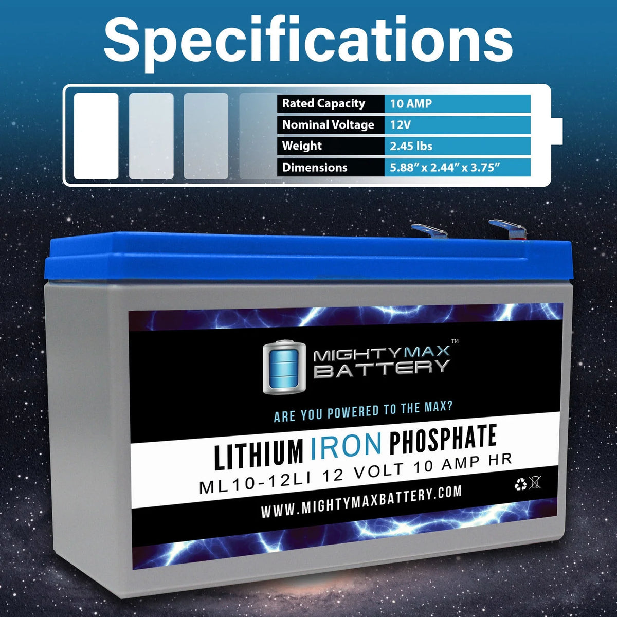 12V 10AH Lithium Replacement Battery 3 Pack K666376