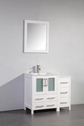 36 in. White Single Sink Vanity Cabinet with Ceramic Sink & Mirror L126