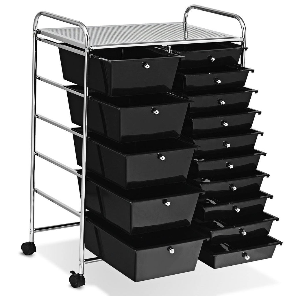 Blue 15-Drawer Rolling Utility Cart with Wheels N478269