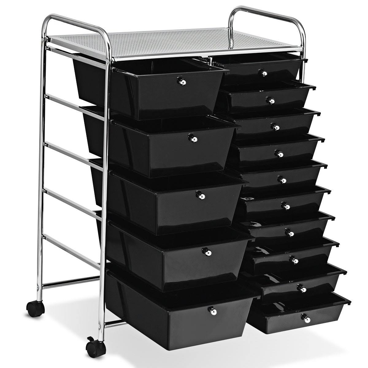 Blue 15-Drawer Rolling Utility Cart with Wheels N478269