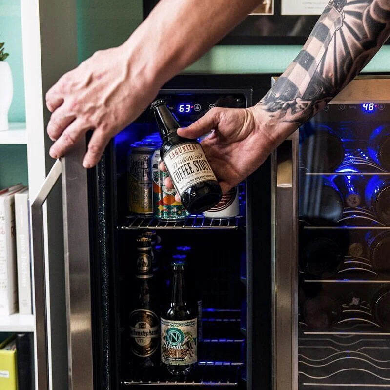 18 Bottle 60 Can Dual Zone Stainless Steel Wine and Beverage Refrigerator W879