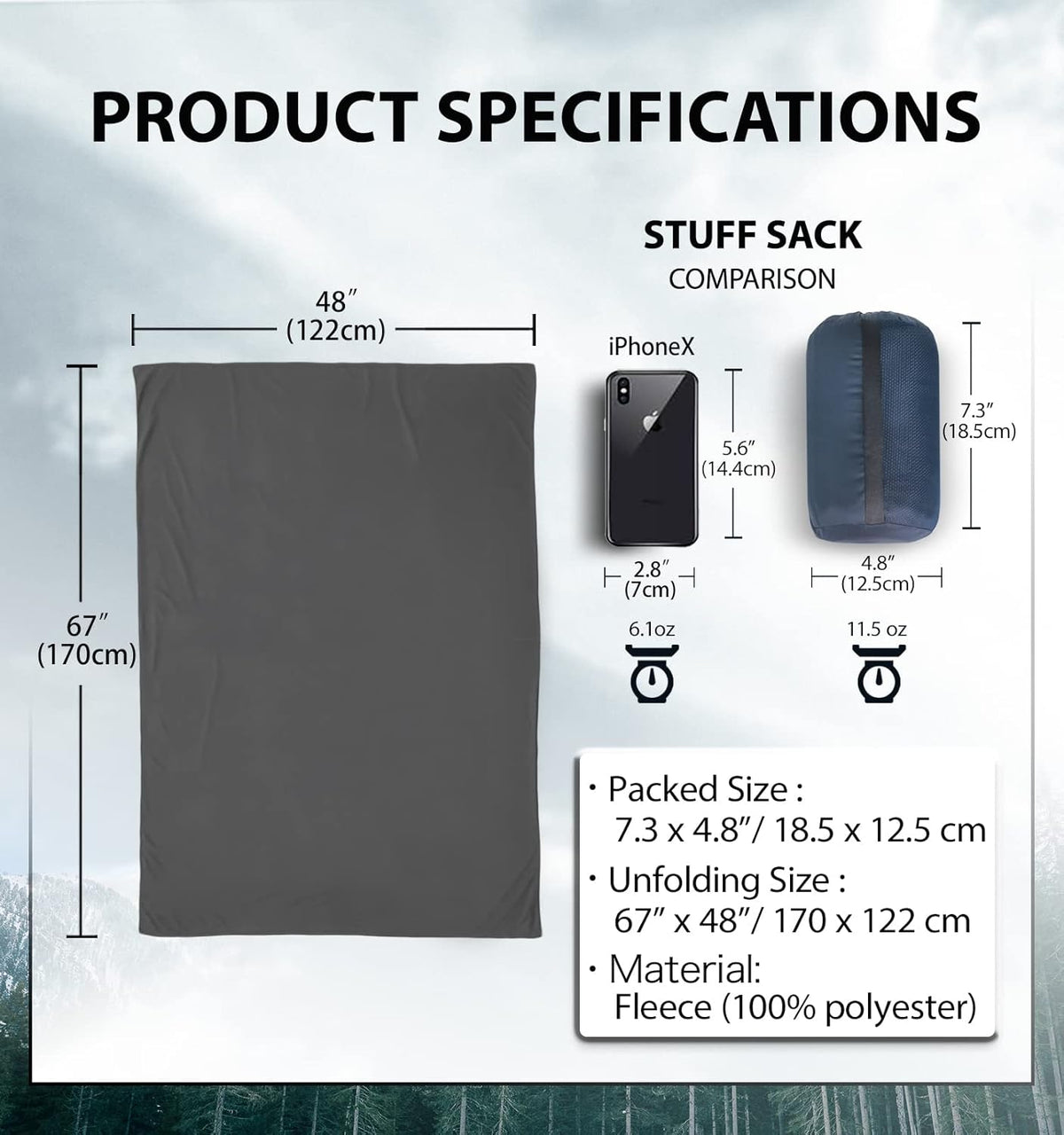 Travel Blanket with Stuff Sack A270