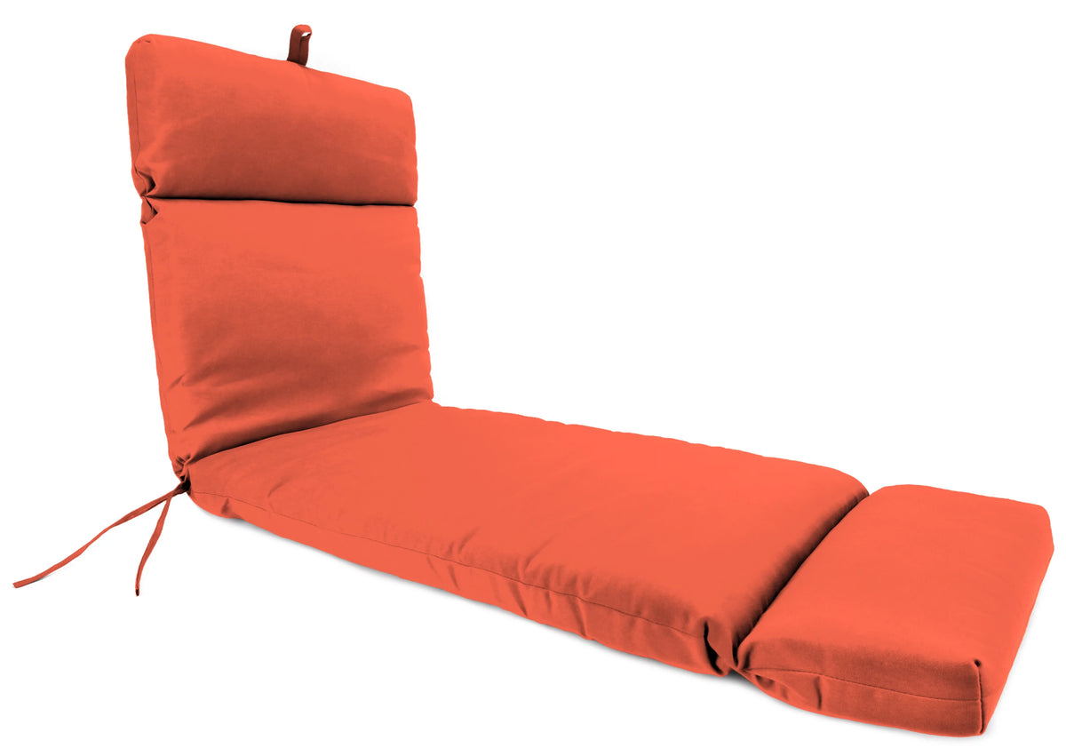 Melon Orange Solid Rectangular Outdoor Chaise Lounge Cushion with Ties V233618