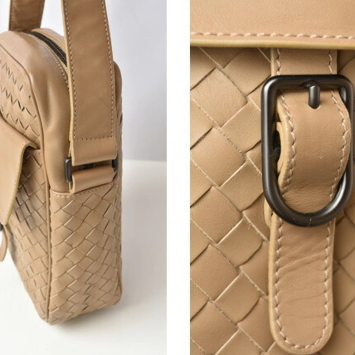 Camel Leather Shoulder Bag J717176
