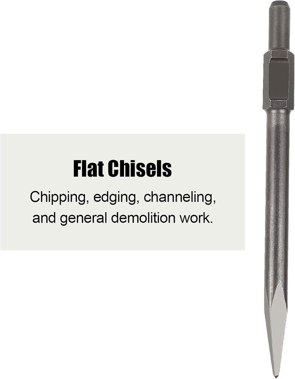 12 inch Demolition Hammer Drill Flat Tip and Bull Point Chisels, Pack of 2 A342654