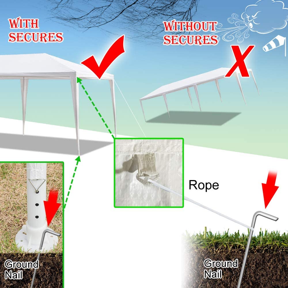 White 10'x30' Outdoor Canopy Tent with 7 Removable Walls T7615
