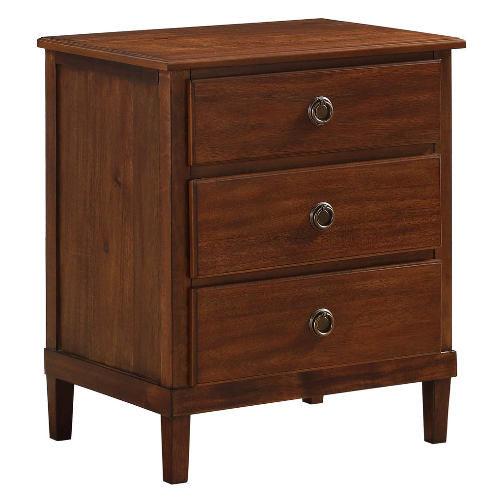 Brown 3-Drawer Wood Nightstand M1342