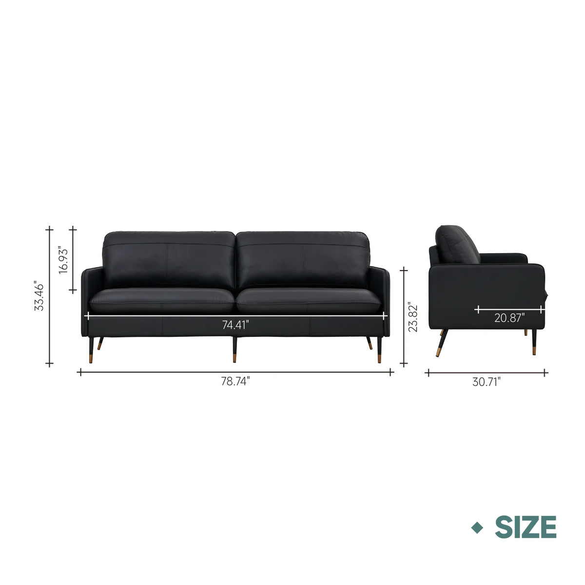 79" Genuine Leather 3 Seater Sofa G314591