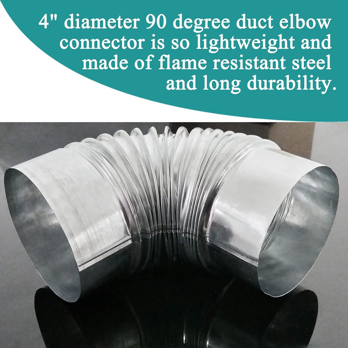90 Degree Metal Elbow Connector, 4", Silver E254508