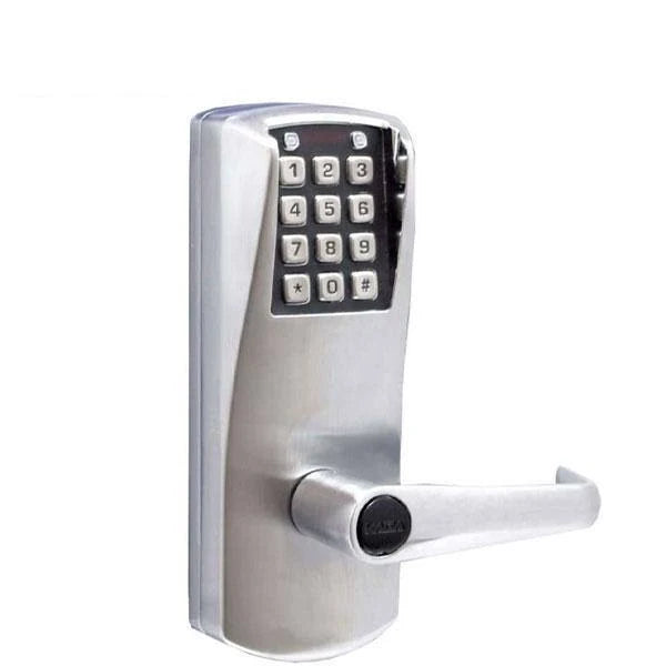 Electronic Pushbutton Lever Lock, Satin Chrome T641