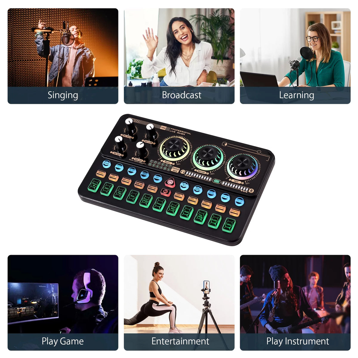 Multi-function Portable Digital Sound Card Mixer V6142