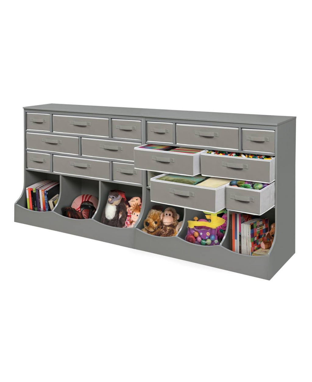 White Storage Station with Eight Baskets and Three Bins O307
