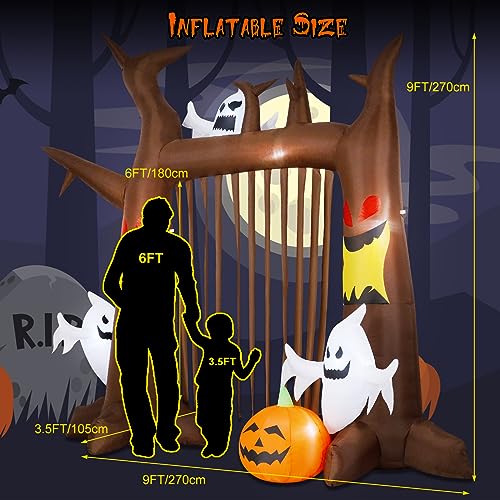 8FT Halloween Inflatable Dead Tree with Ghosts & Pumpkins F26195