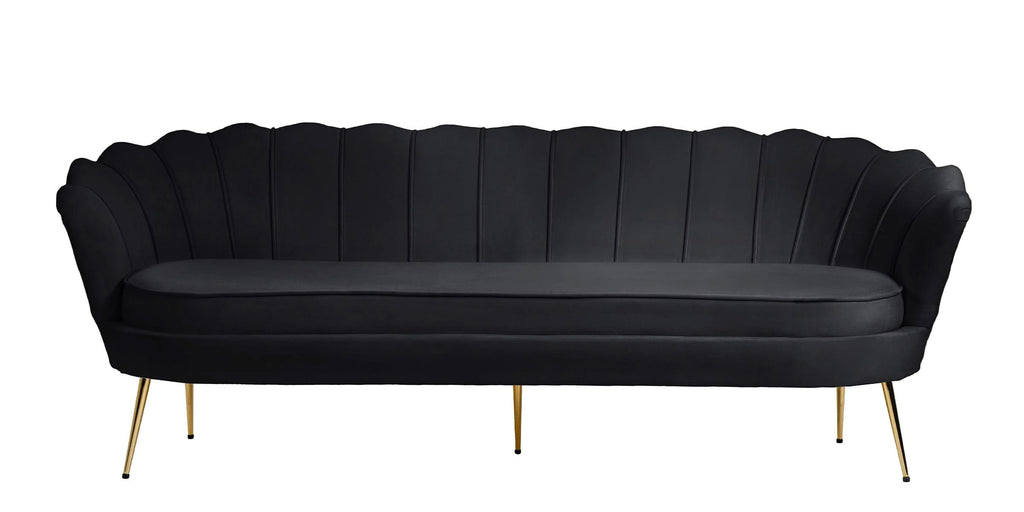 Black Velvet Channel Tufted Sofa T242