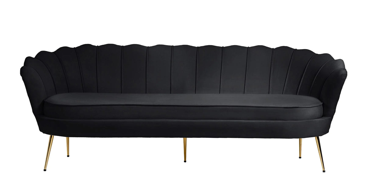 Black Velvet Channel Tufted Sofa T242