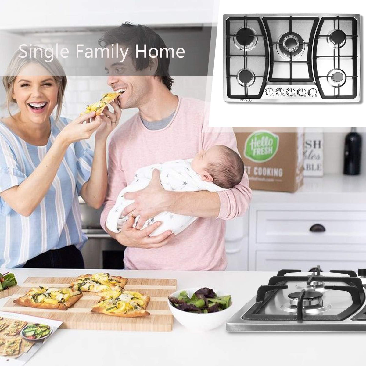 30 inches 5 Burners Stainless Steel Gas Cooktop Q790
