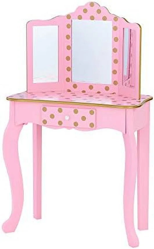 Pretend Play Vanity Table and Chair Set with LED Mirror B841651