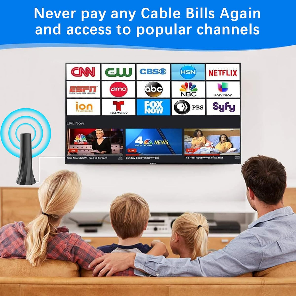 Digital TV Antenna with 25ft Coaxial Cable D598