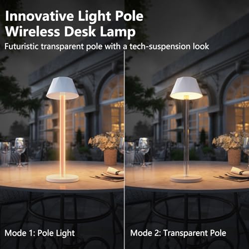 Rechargeable Cordless Table Lamp with 6000mAh Battery Operated 3 Color Stepless Dimming Waterproof Q31254