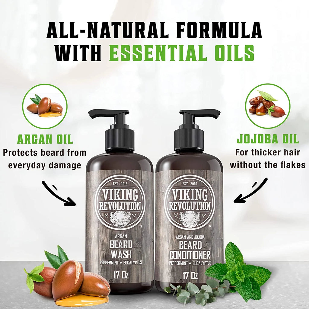 Beard Wash & Beard Conditioner Peppermint & Eucalyptus 34 Oz G46991