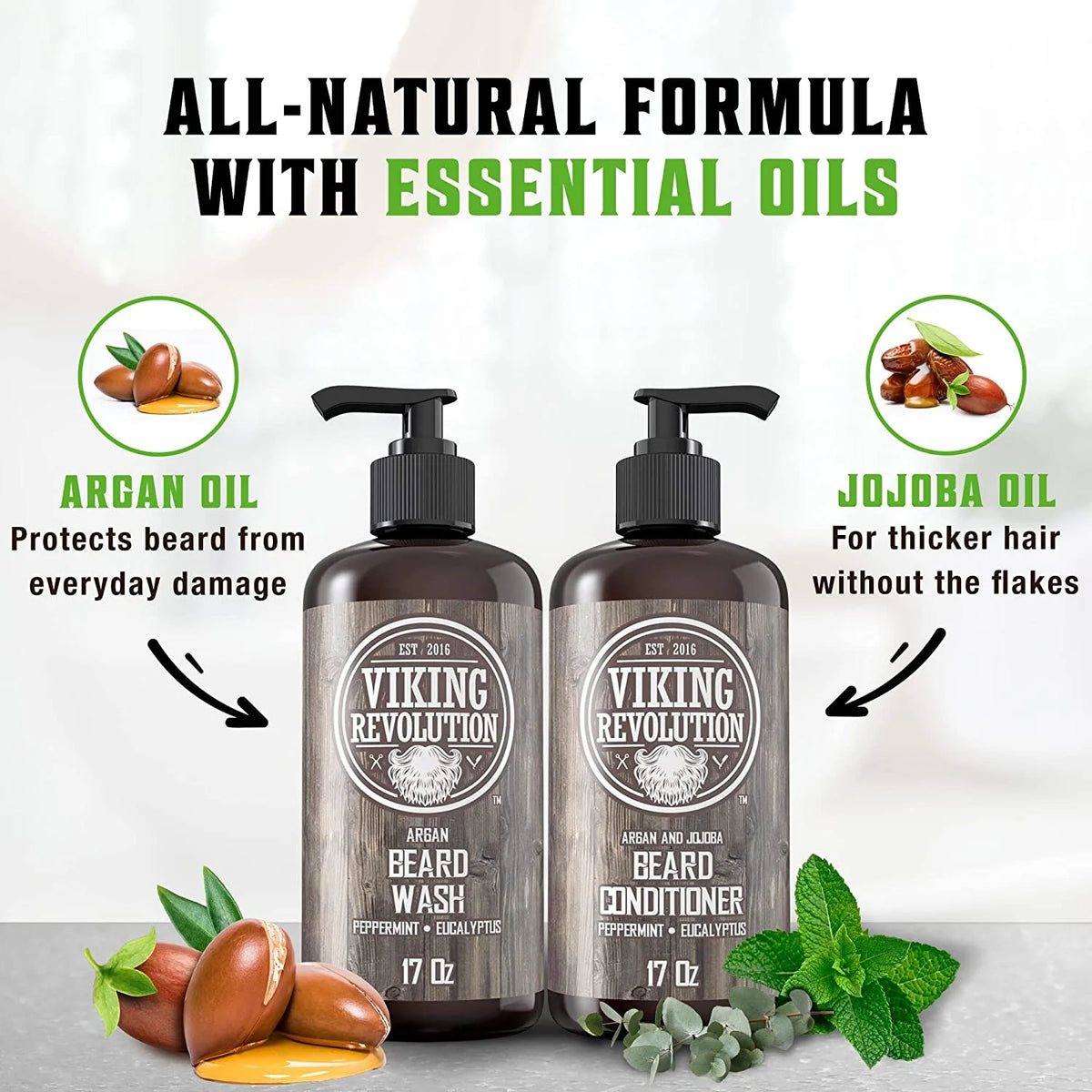 Beard Wash & Beard Conditioner Peppermint & Eucalyptus 34 Oz G46991