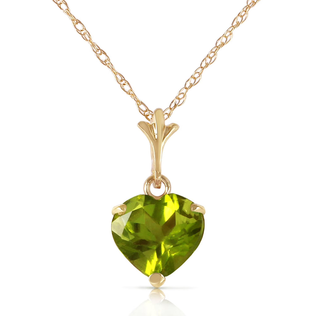 14k 20" Yellow Gold Heart-shaped Natural Peridot Pendant Necklace R65084