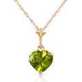 14k 20" Yellow Gold Heart-shaped Natural Peridot Pendant Necklace R65084