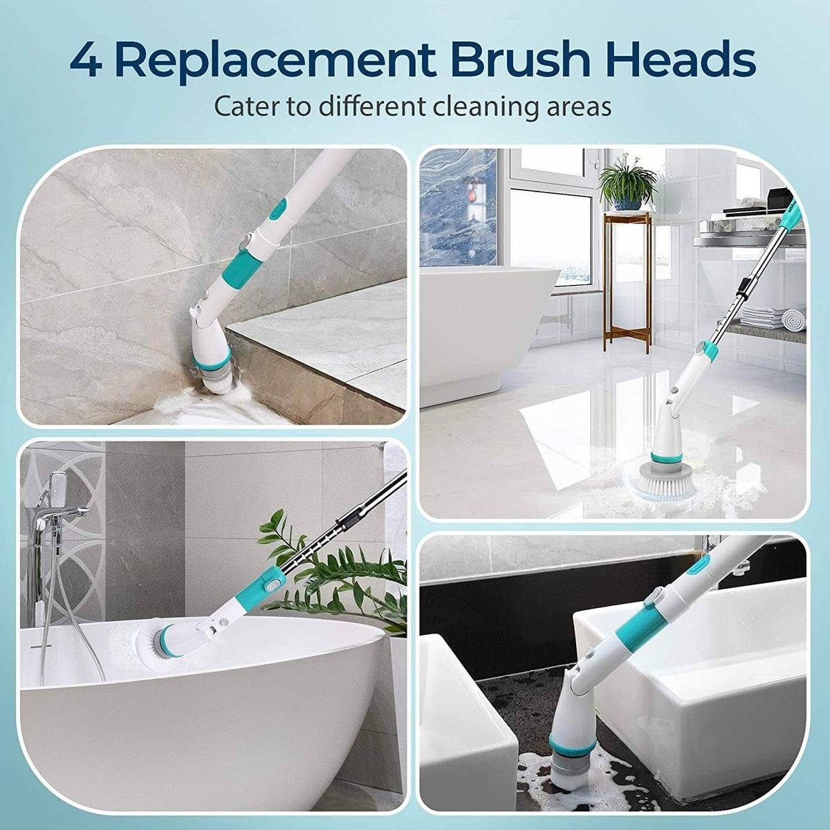 Electric Spin Scrubber with Adjustable Extension Handle B431368