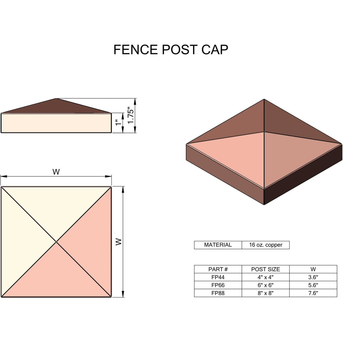 Stainless Steel Fence Post Cap B914