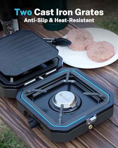 2 Burner Propane Camping Stove with Griddle & Grates H3407