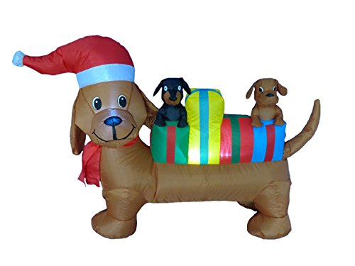 Lighted Christmas Inflatable Three Dogs Puppies with Multicolor Gift Boxes LED Lights Outdoor Lawn Decor K9865