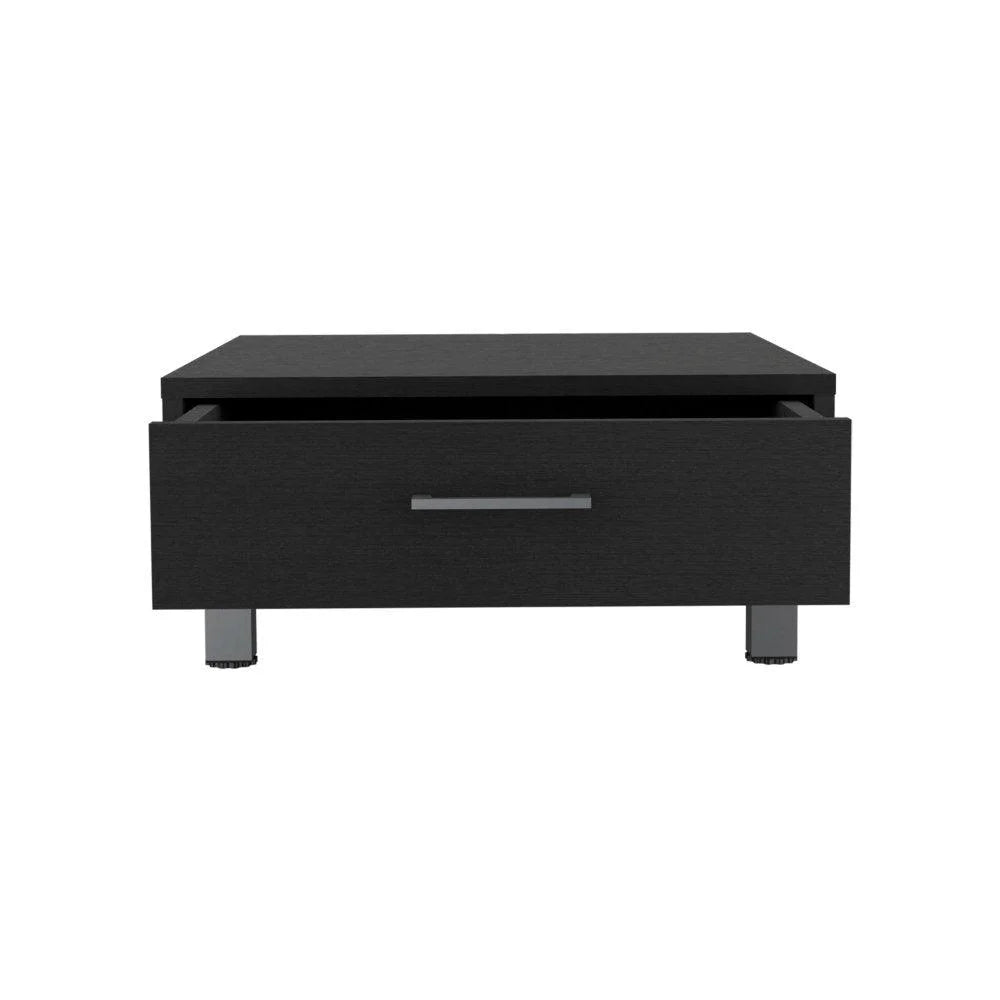 Black Coffee Table with Drawer and Metal Handles X3018