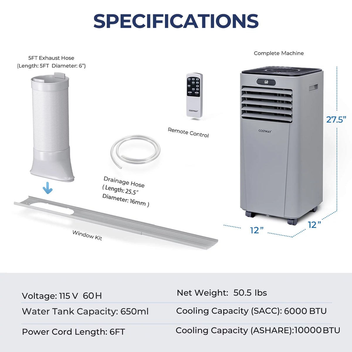 6000 BTU Portable Air Conditioner White F9479