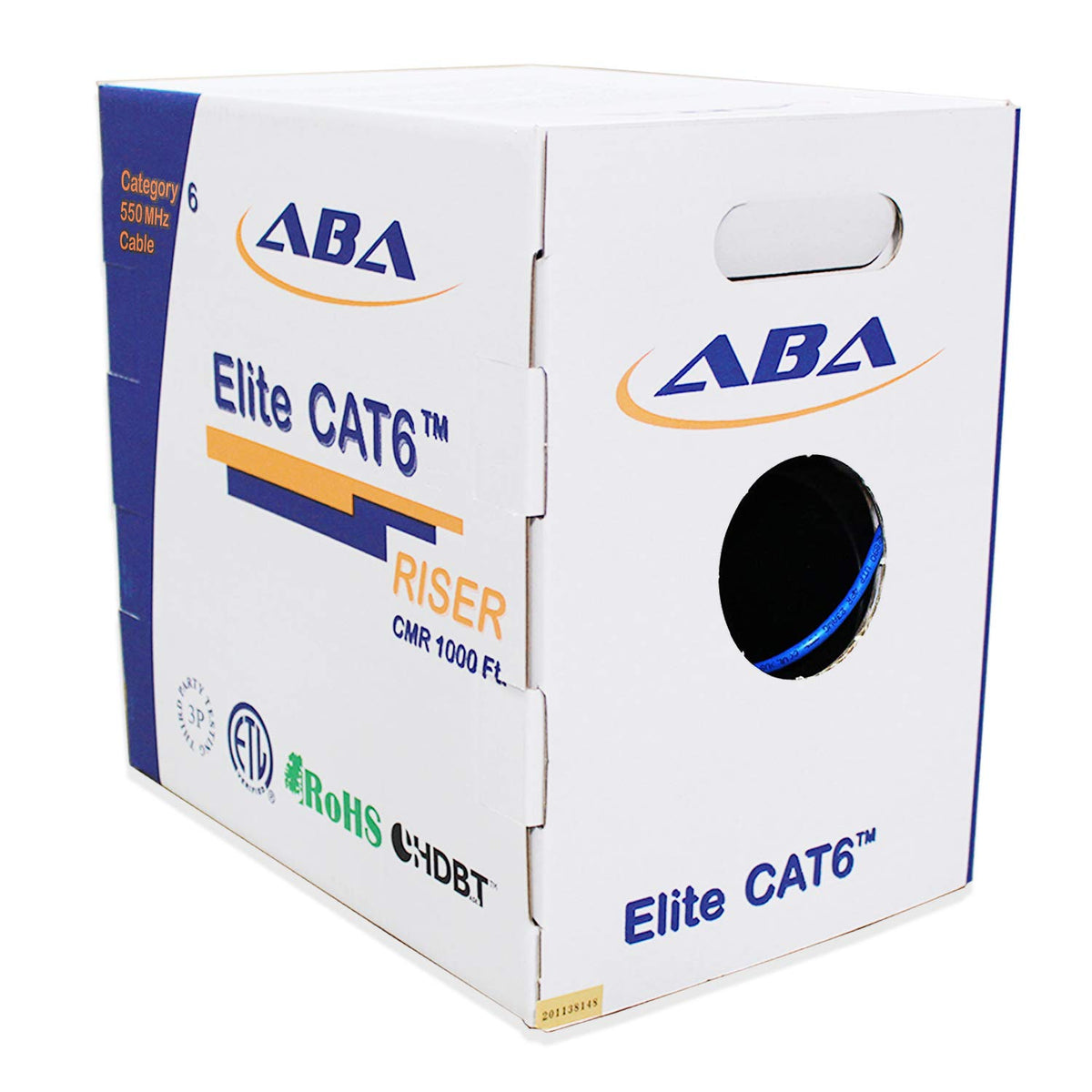 Cat6 Riser Ethernet Cable 1000ft Blue UTP 23AWG Solid Bare Copper Bulk LAN Cable X860469