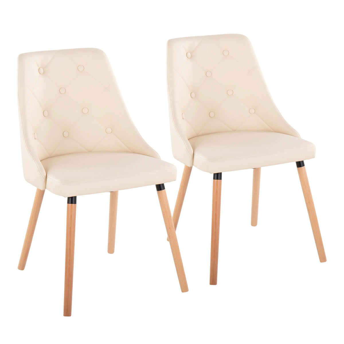 Cream Faux Leather Chair with Tapered Wood Legs Set of 2 M865736