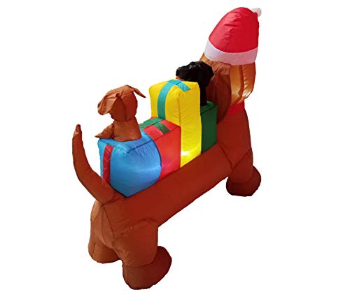 Lighted Christmas Inflatable Three Dogs Puppies with Multicolor Gift Boxes LED Lights Outdoor Lawn Decor K9865