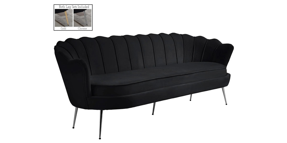 Black Velvet Channel Tufted Sofa T242
