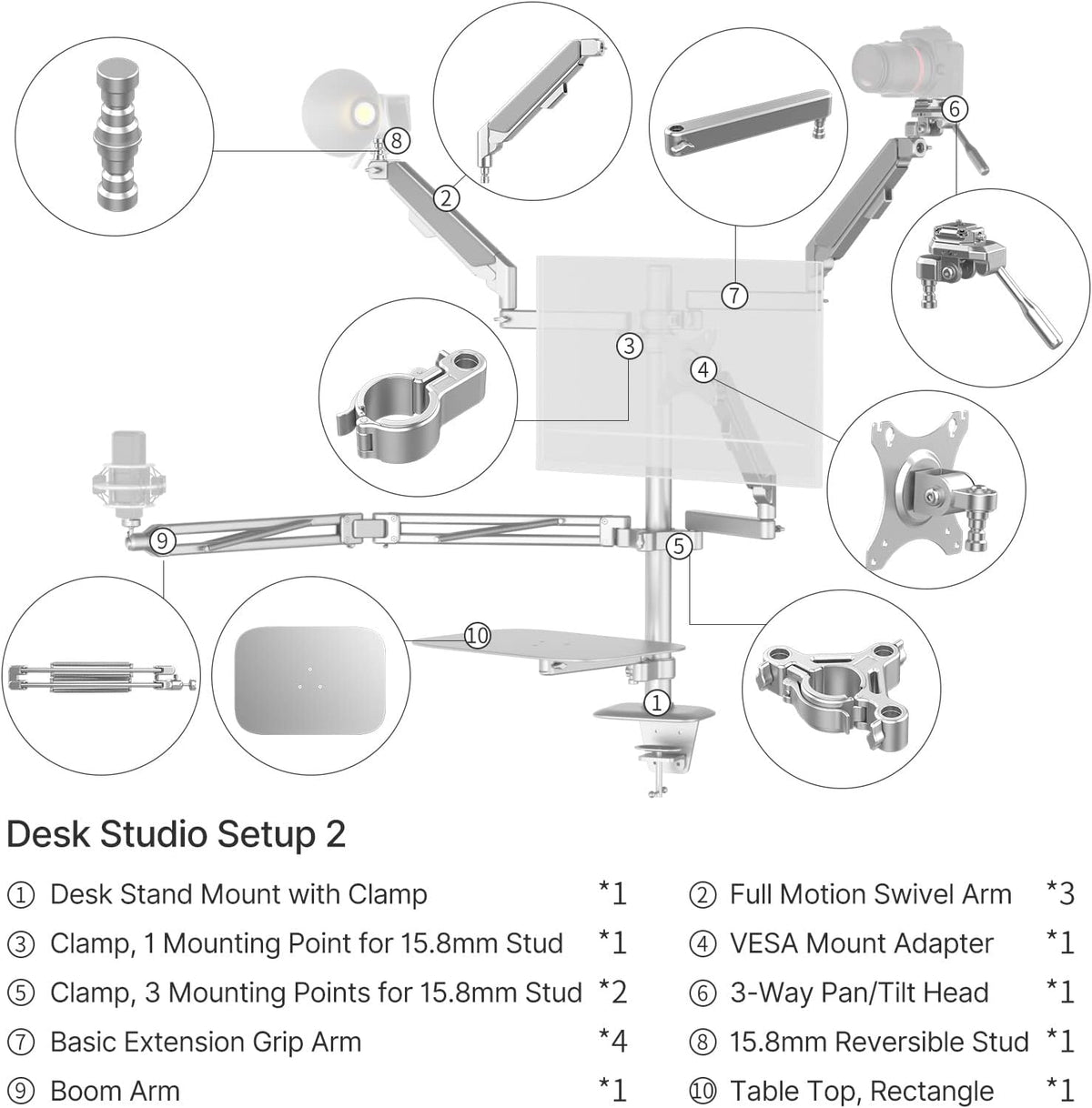 Desktop Setup Kit with Aluminum Air Arms W944803