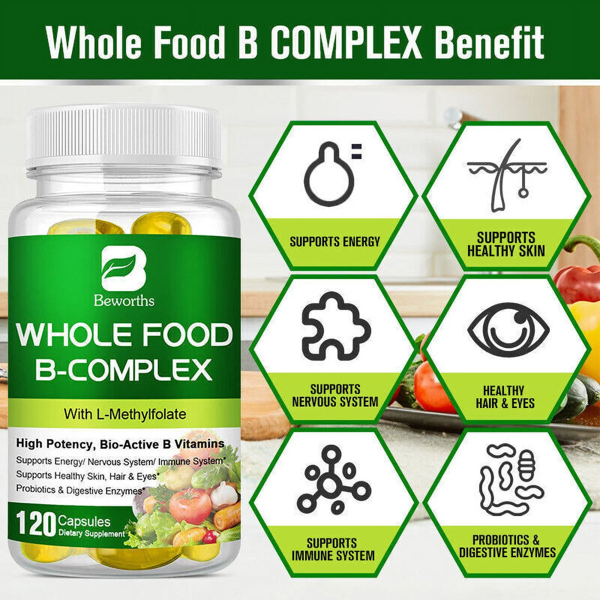 120 Capsules B Complex Pills W361048