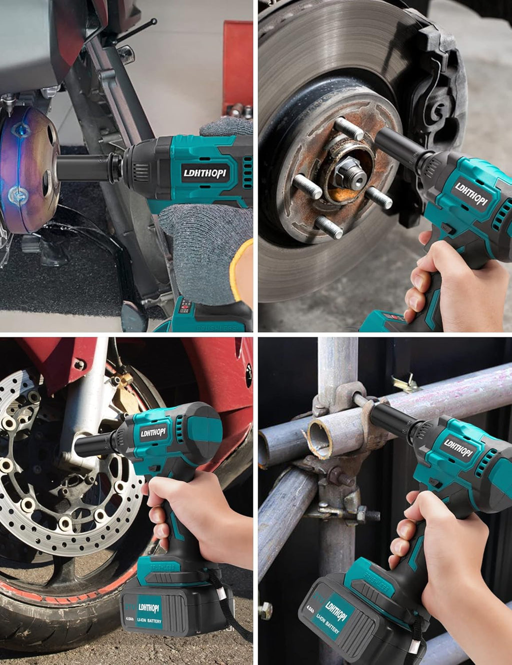 Cordless Impact Wrench 1/2 Inch 21V 370 Ft-lbs with 2 Batteries X1213