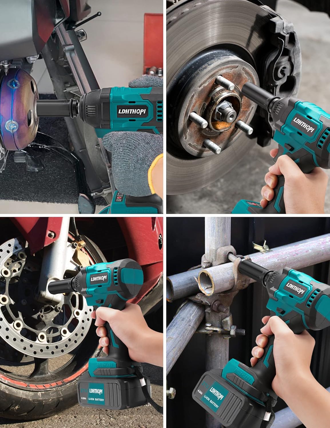 Cordless Impact Wrench 1/2 Inch 21V 370 Ft-lbs with 2 Batteries X1213