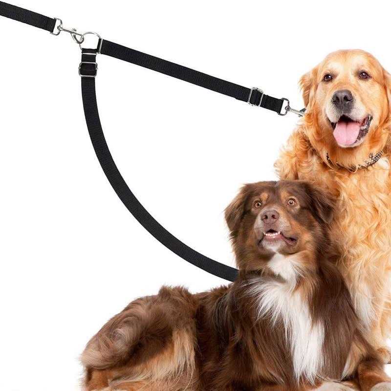 Double Dog Walker Leash, 16-24 Inches, Adjustable, Tin Alloy Snaps W9913