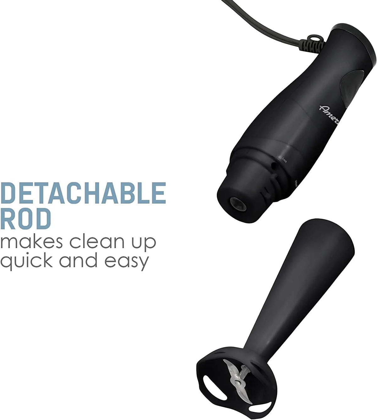 150W Hand Blender with Detachable Wand, Black L310519