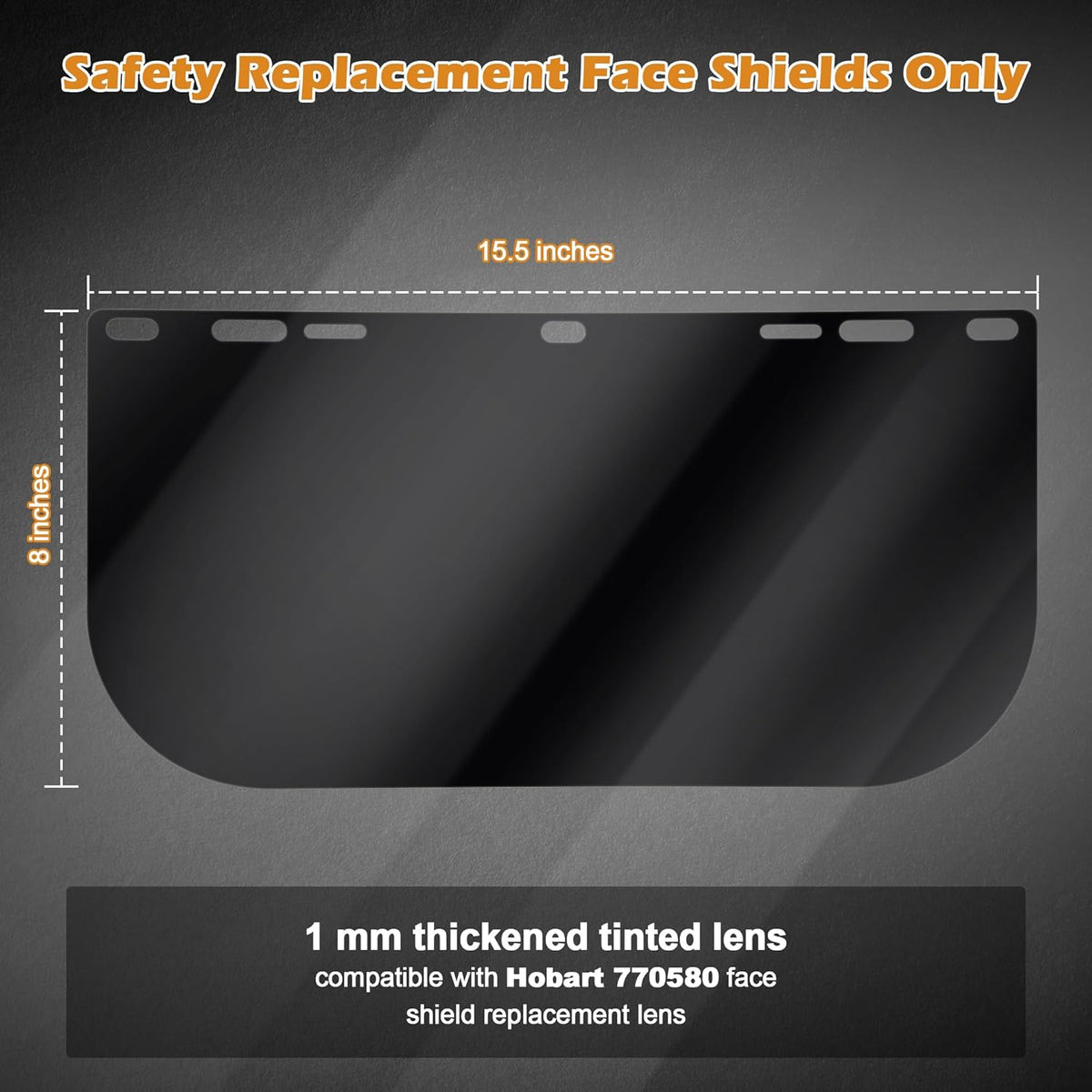 15.5'' x 8'' Tinted Full Face Shield Replacement Lens B159