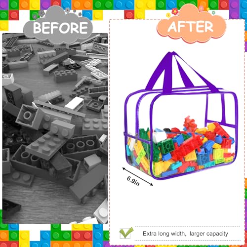 6 Packs Large Clear PVC Toy Storage Bags with Zipper U3933