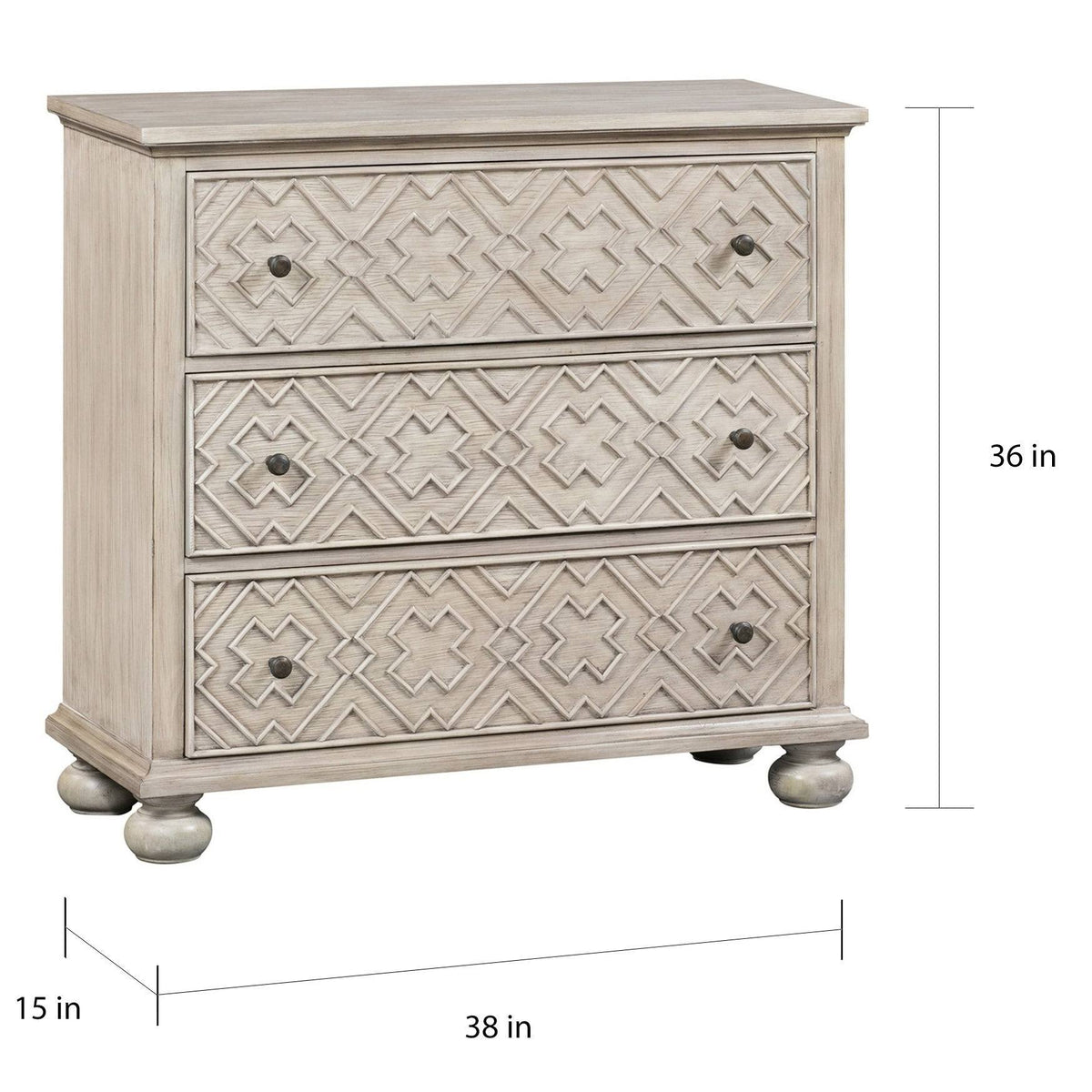 3 Drawer Fretwork Pattern Chest Y555